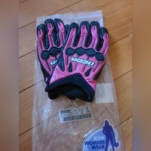 Icon Women's Motorcycle Gloves - Black/Pink NWT